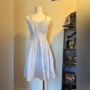 Elegant Light Blue Eyelet Dress